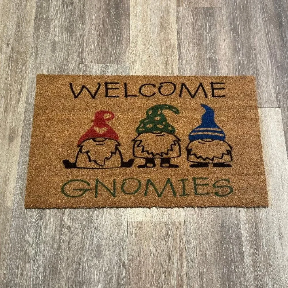 Welcome Gnomies decorative coir doormat